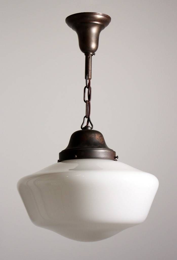 Antique Industrial Schoolhouse Light With Glass Globe, C (View 13 of 15)