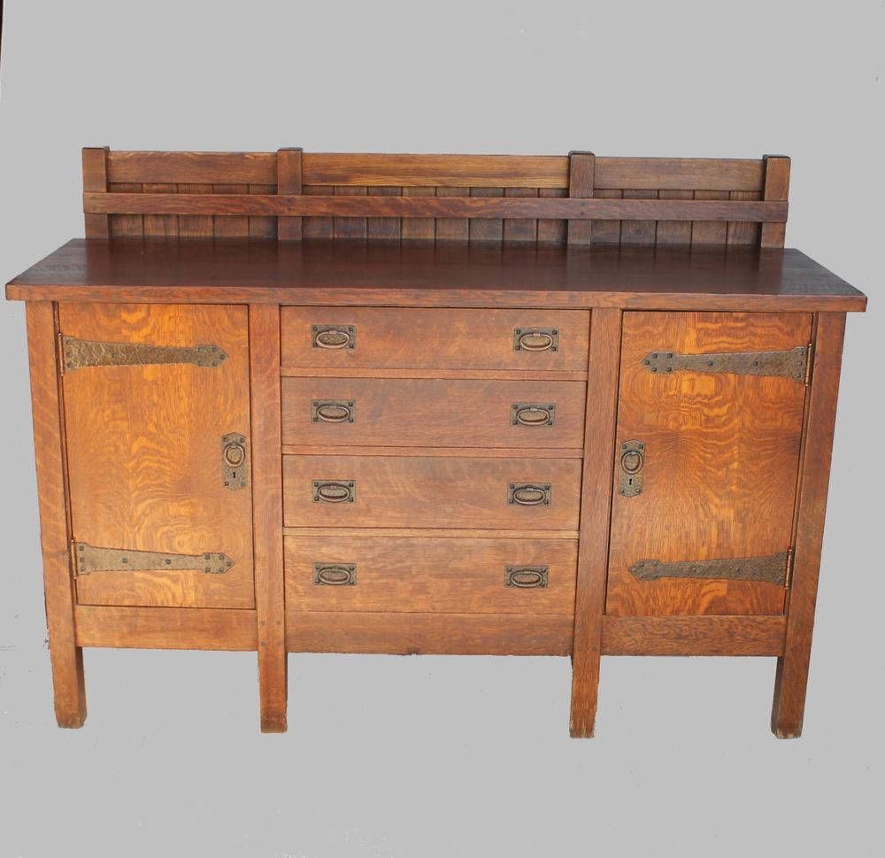 Antique Rare Gustav Stickley Eight Legged Mission Oak Sideboard Pertaining To Newest Mission Sideboards (View 1 of 15)
