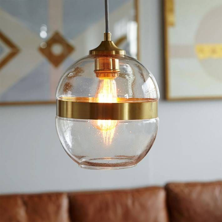 Banded Glass Pendant | West Elm Regarding Most Recently Released Gold Glass Pendant Lights (View 11 of 15)