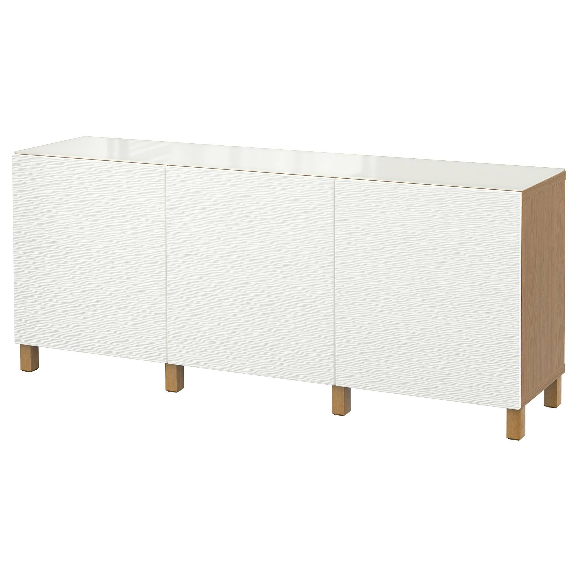 Bestå Storage Combination With Doors Oak Effect/laxviken White Inside Most Popular White Gloss Ikea Sideboards (View 7 of 15)
