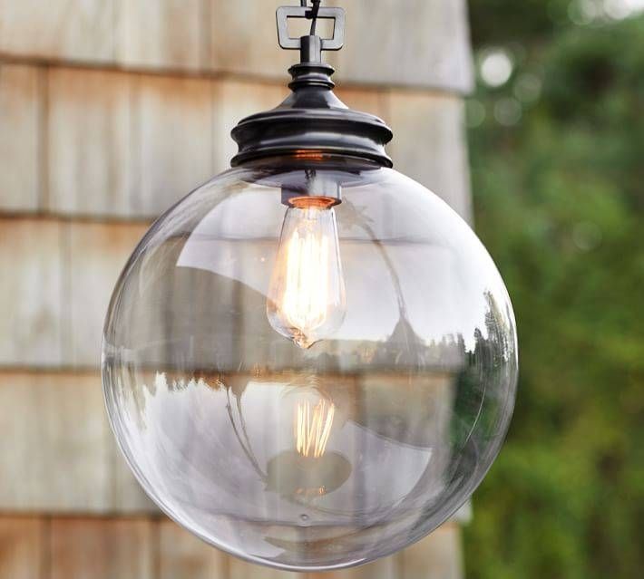 Calhoun Glass Indoor/outdoor Pendant | Pottery Barn Intended For Most Recent Outside Pendant Lights (View 2 of 15)
