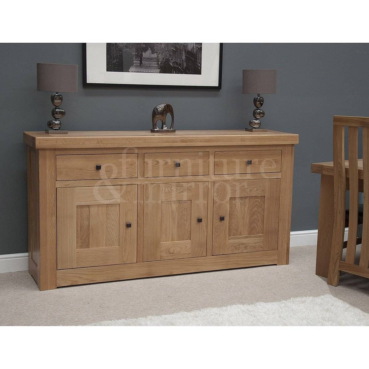 Chunky Three Door Solid Oak Sideboard – Furniture And Mirror With 2017 Chunky Oak Sideboards (View 9 of 15)