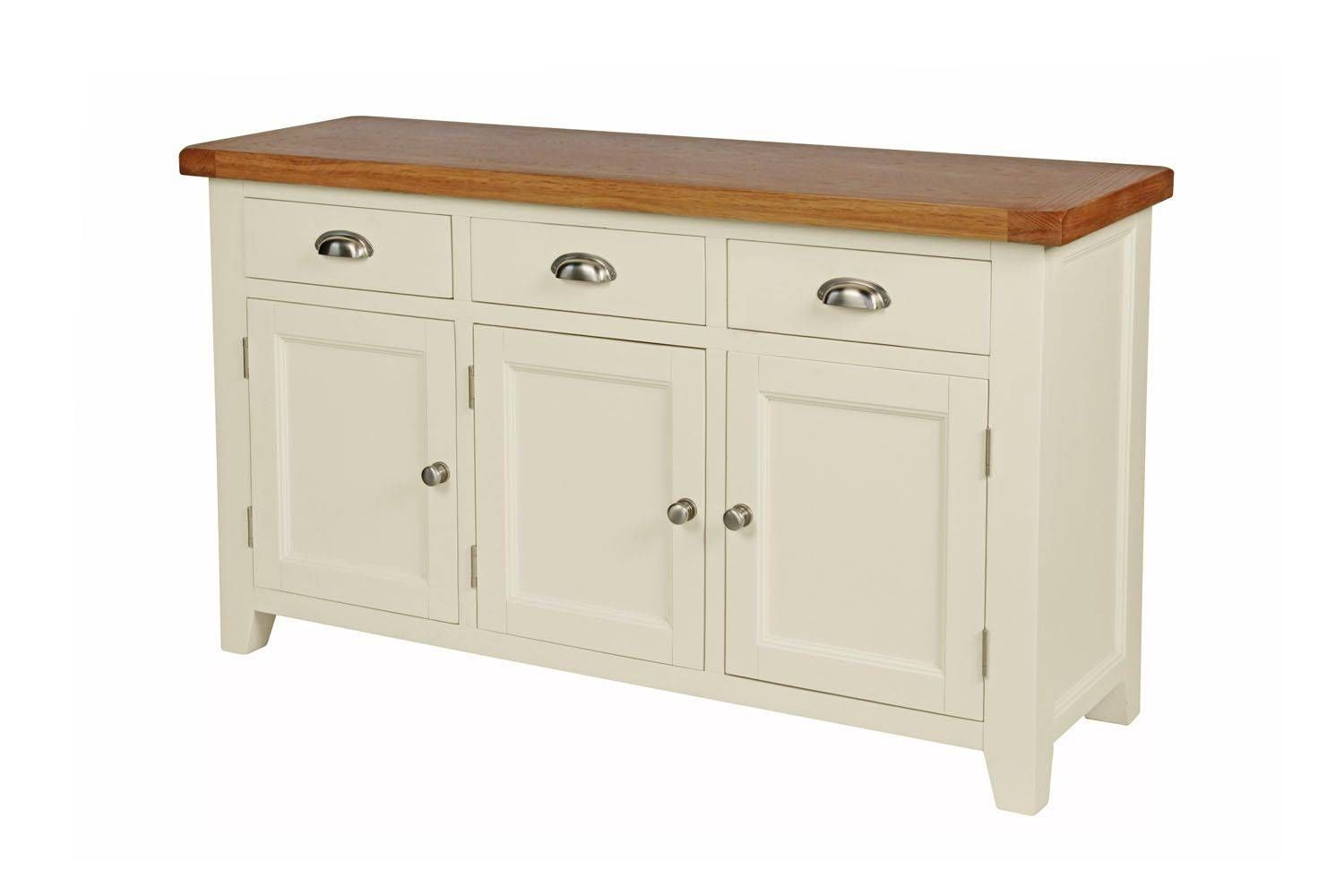 Country Cottage 140cm Cream Painted Large Oak Sideboard In Most Up To Date Cream And Oak Sideboards (Photo 3 of 15)