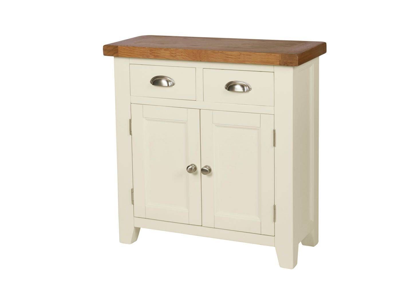 Country Cottage 80cm Cream Painted Small Oak Sideboard With Regard To Current Small Oak Sideboards (Photo 15 of 15)