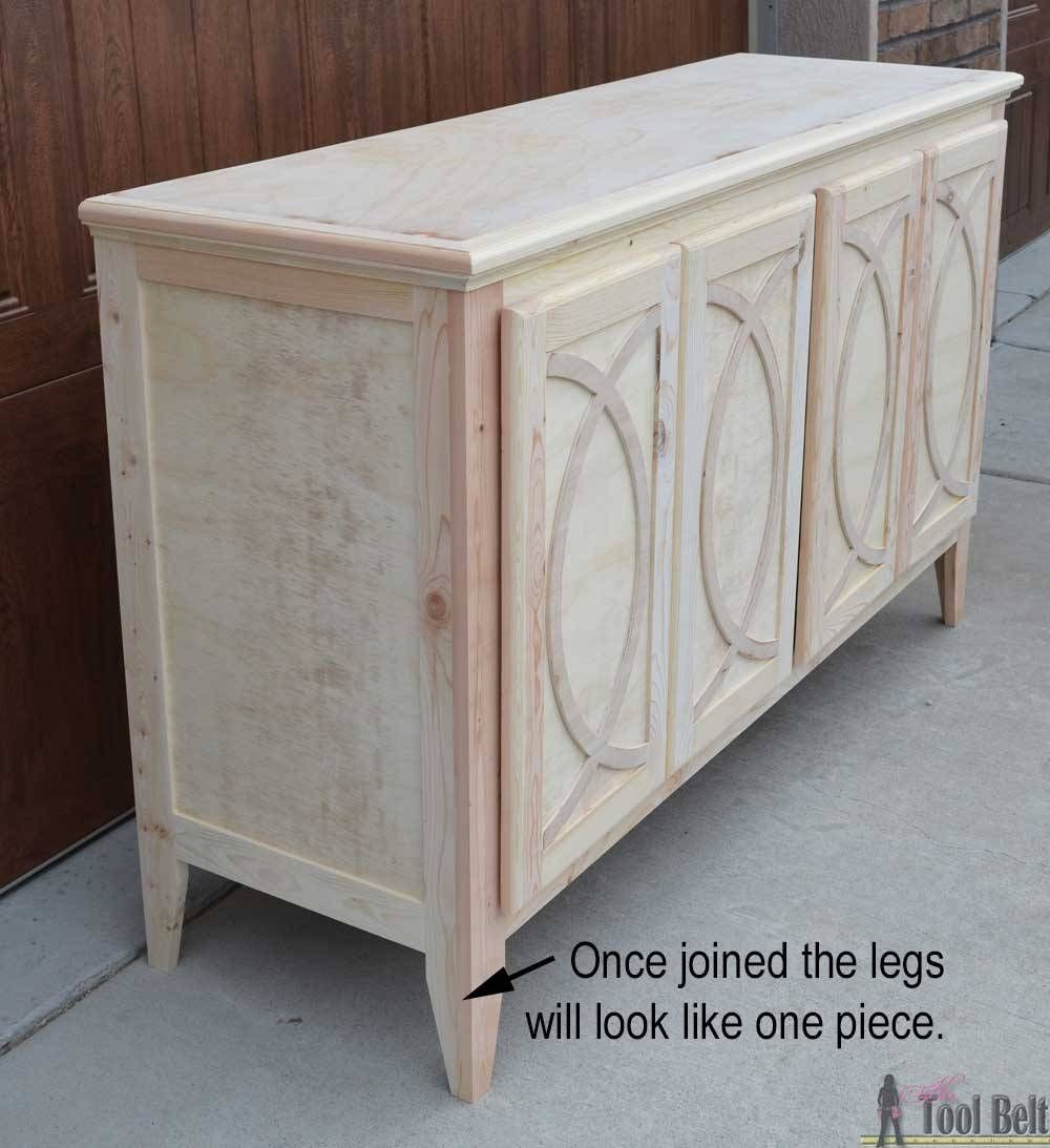 Diy Buffet Sideboard With Circle Trim Doors – Her Tool Belt With Regard To Most Up To Date Diy Sideboards (View 14 of 15)