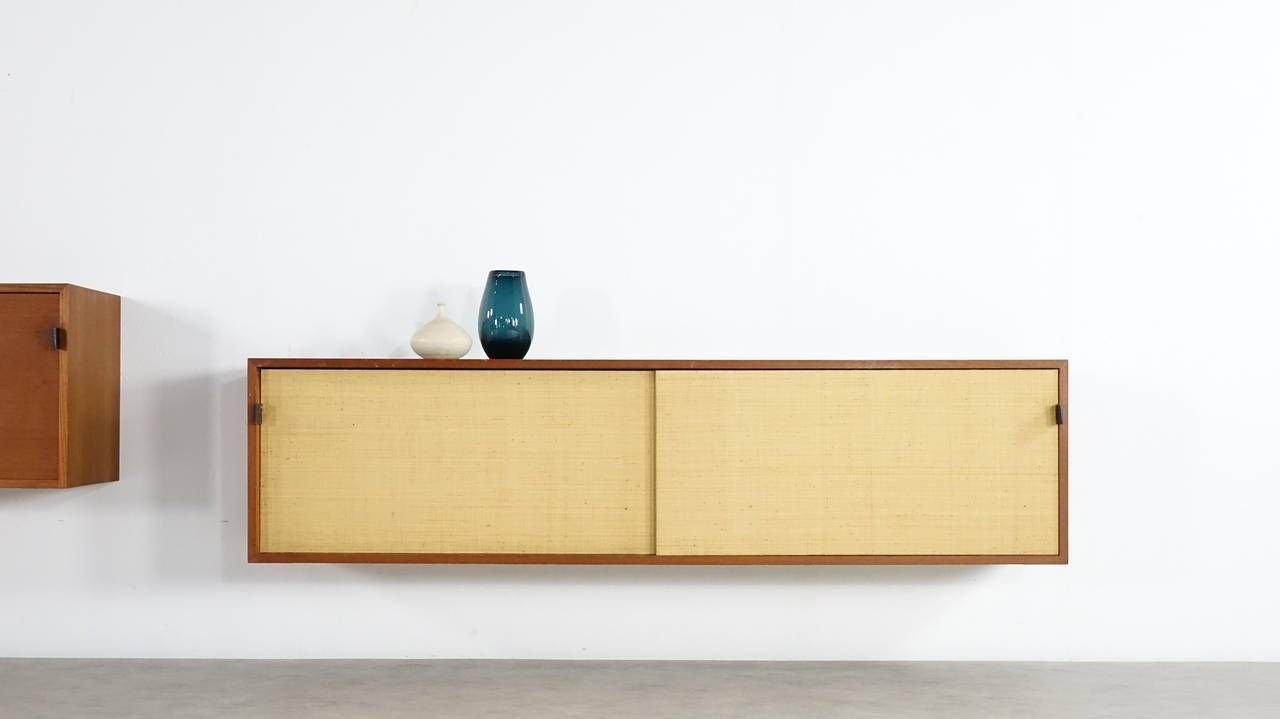 Florence Knoll 1952 Seagrass And Teak Wall Mounted Sideboard Knoll For Recent Wall Mounted Sideboards (Photo 4 of 15)