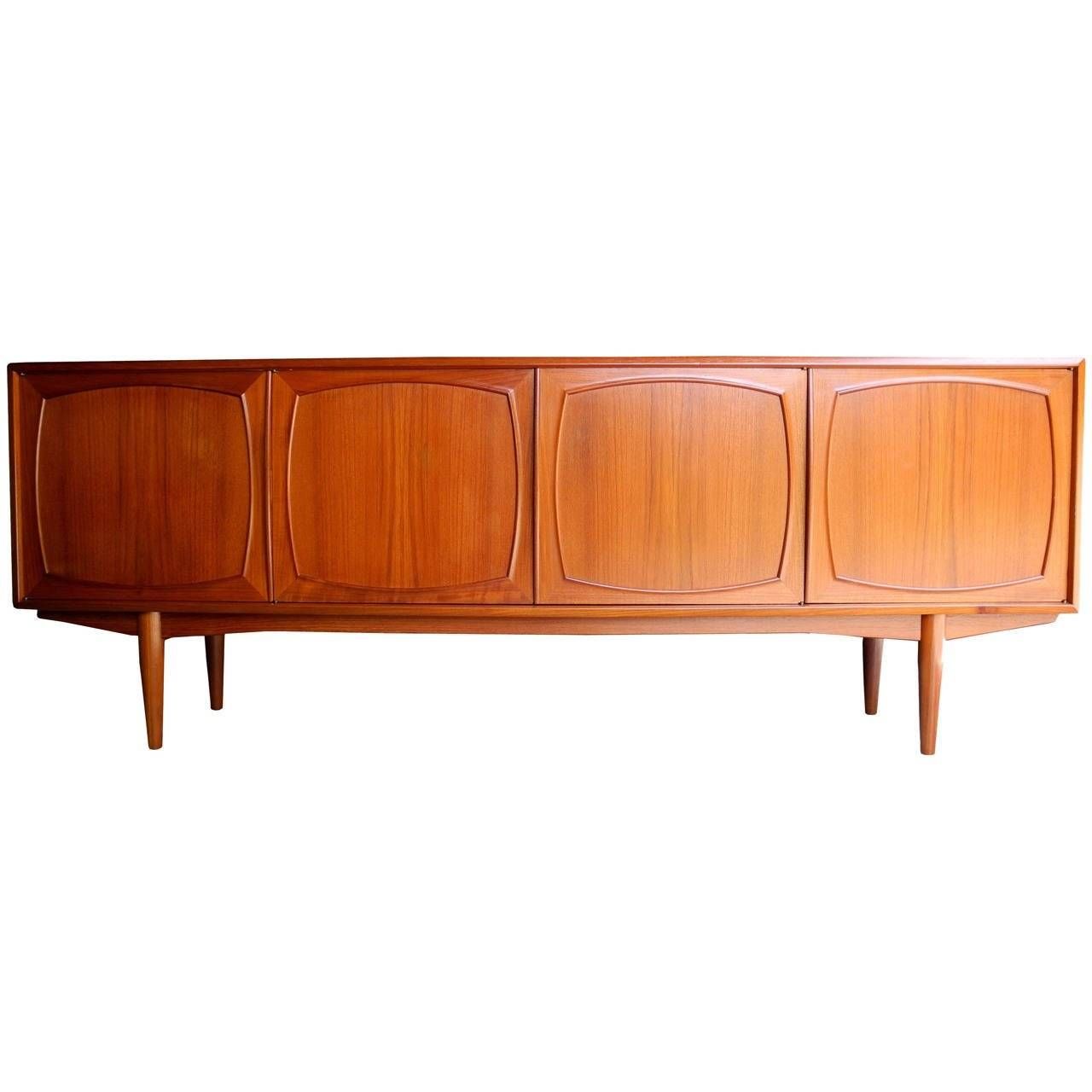 Four Door Danish Modern Teak Sideboard Or Credenzajohannes Within Most Recently Released Credenza Sideboards (View 9 of 15)