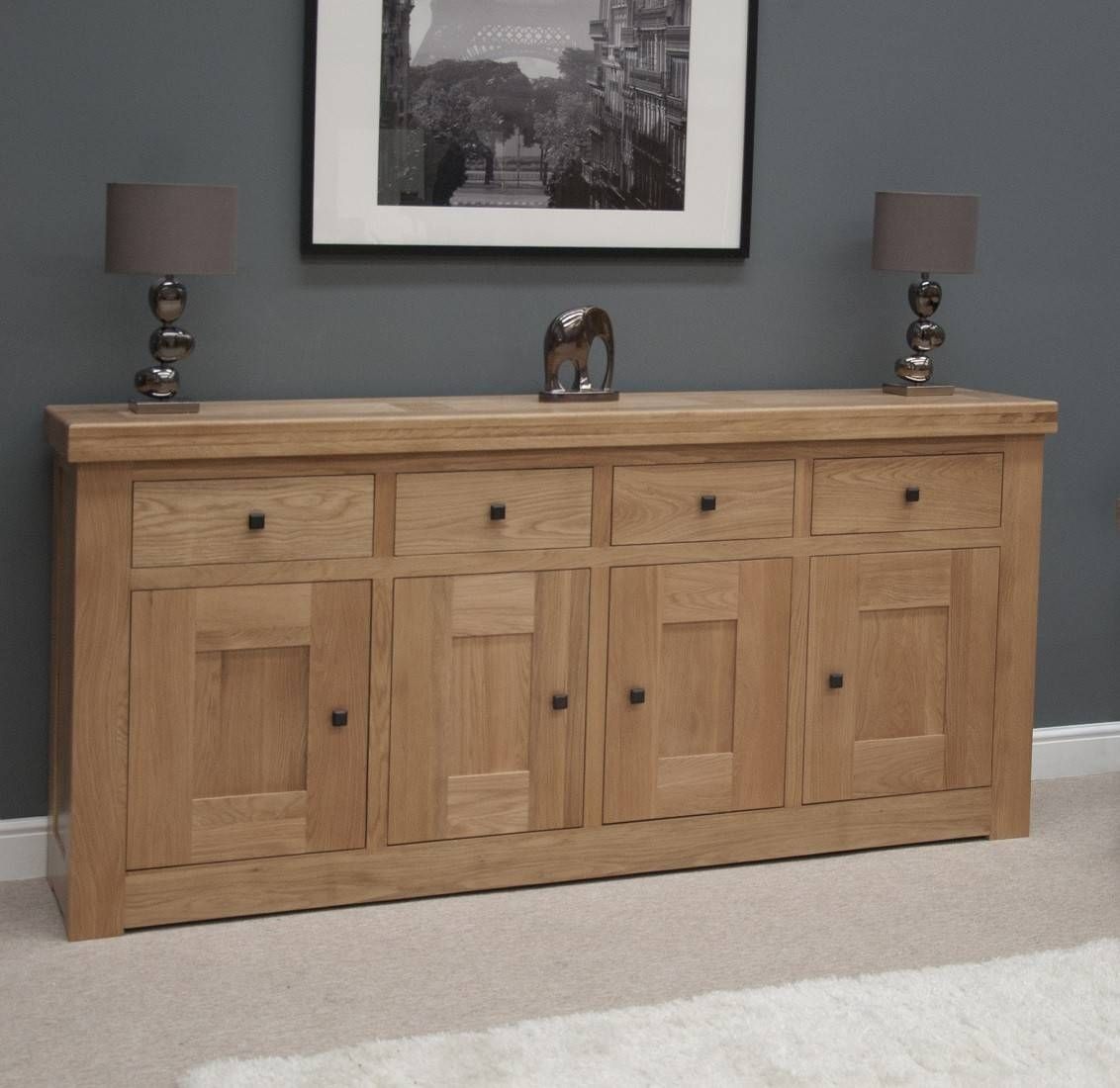 French Bordeaux Oak Extra Large 4 Door Sideboard | Oak Furniture Uk In Best And Newest Wooden Sideboard Furniture (View 3 of 15)
