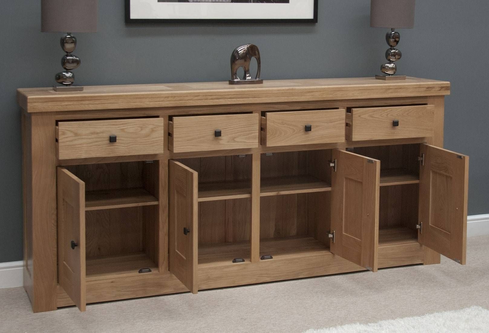 French Bordeaux Oak Extra Large 4 Door Sideboard | Oak Furniture Uk Within Most Up To Date Large Oak Sideboard (Photo 1 of 15)