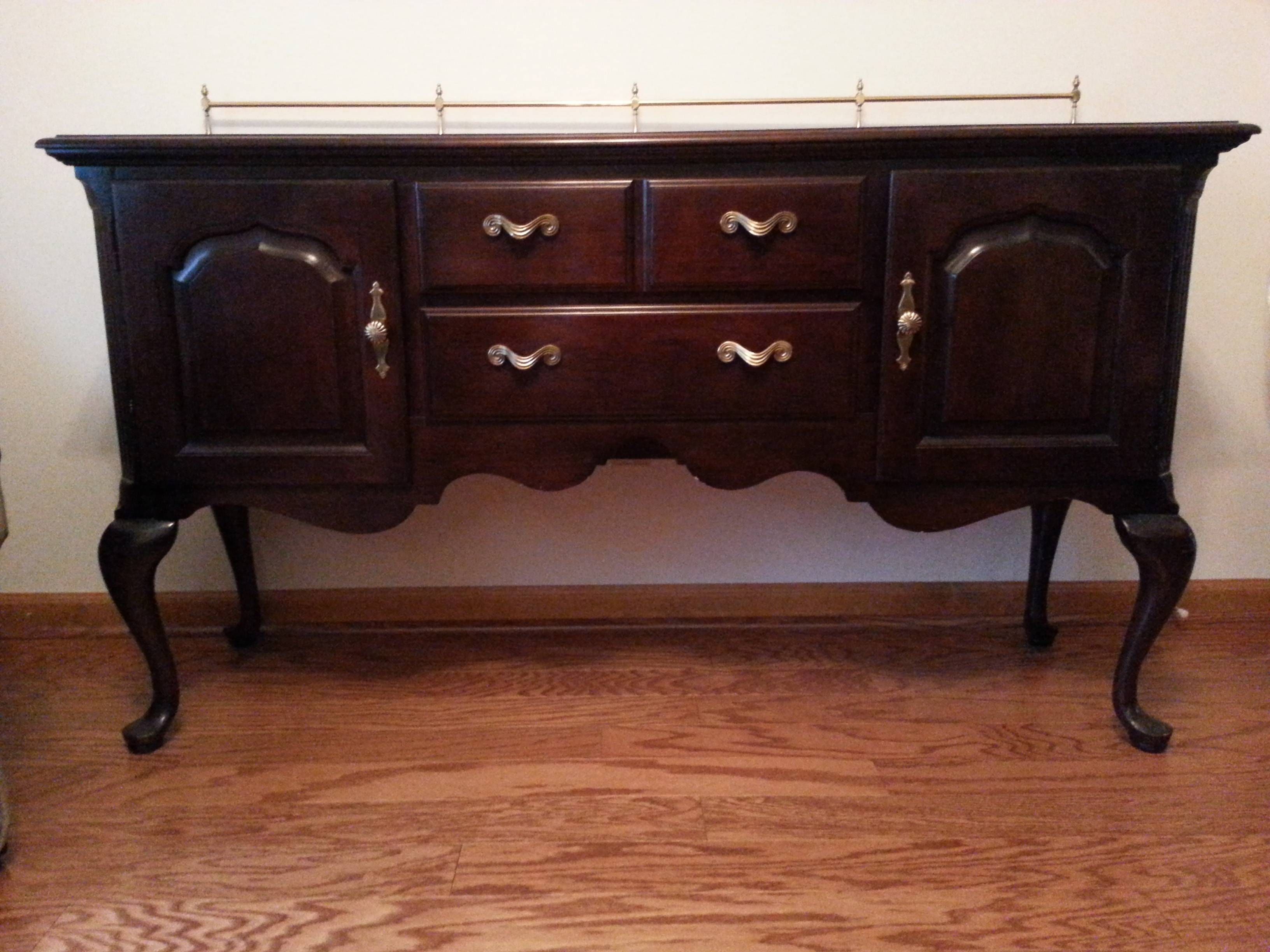 Furniture: Antique Dark Sideboard Buffet With Three Drawers On Regarding Most Current Buffet Server Sideboards (View 10 of 15)