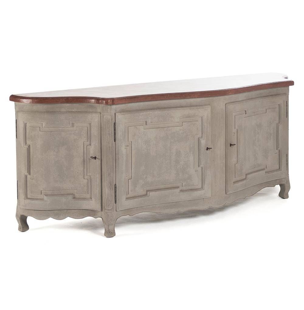 Grenelle French Country Style Antique Grey Long Sideboard Chest Pertaining To Recent French Sideboards (View 14 of 15)