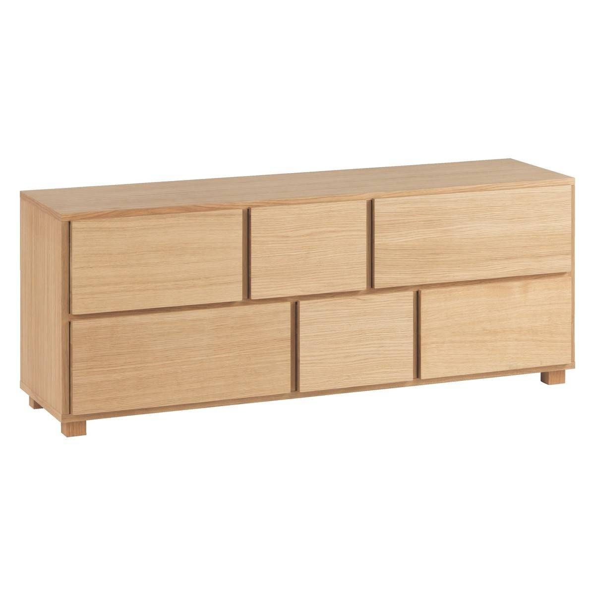 Hana Ii Oiled Oak 6 Drawer Low Wide Chest | Buy Now At Habitat Uk Throughout Most Recently Released Low Wooden Sideboards (View 3 of 15)