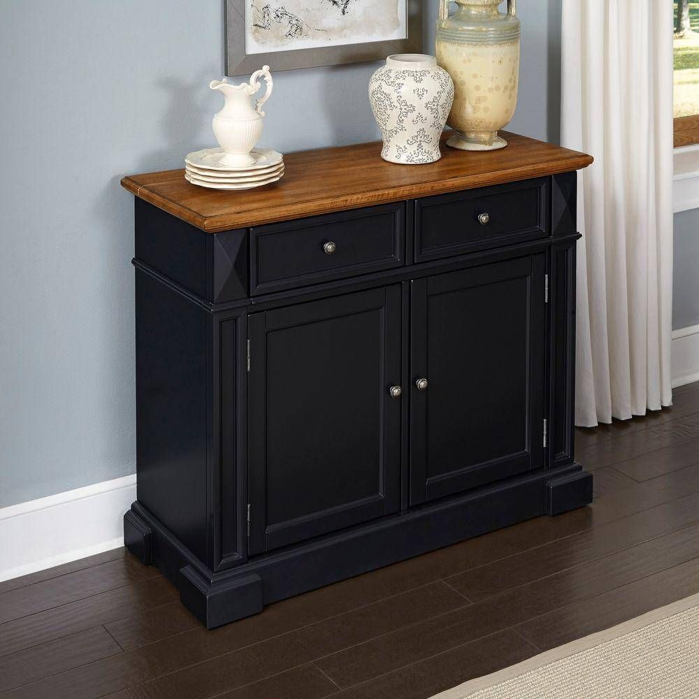 Home Styles Americana Black And Oak Buffet 5003 69 – The Home Depot With Most Popular Black Sideboards And Buffets (View 13 of 15)