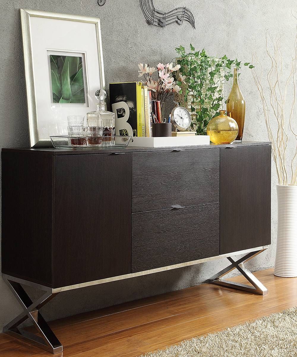 Homebelle Espresso X Cross Sideboard Buffet Server | Zulily Throughout Latest Espresso Sideboards (Photo 11 of 15)