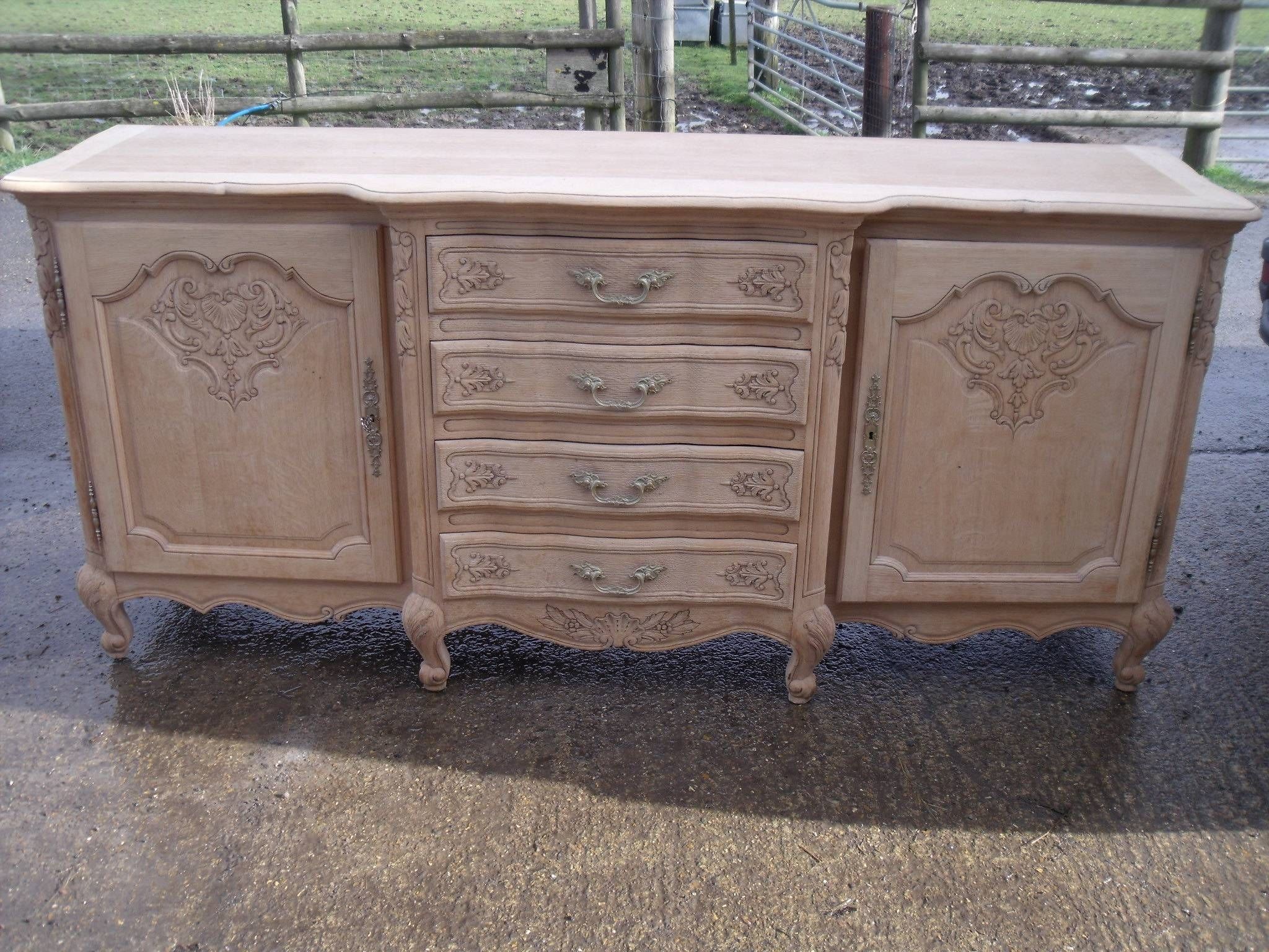 Large French Louis Xv Style Natural Oak Carved Sideboard | Antique Pertaining To Most Recently Released French Sideboards (View 4 of 15)