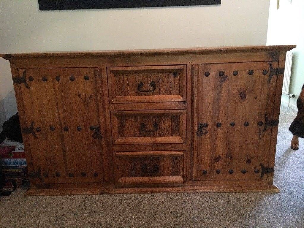 Large Mexican Pine Wooden Sideboard Cupboard Heavy Solid Piece Of Intended For Most Up To Date Mexican Pine Sideboards (View 4 of 15)