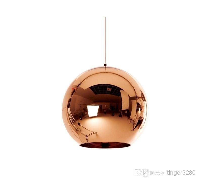 Luxury Rose Lighting Lamps Rose Gold Round Ball Engineering Glass In Most Popular Gold Glass Pendant Lights (Photo 7 of 15)