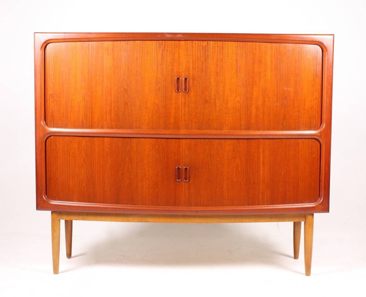 Mid Century Teak Sideboard With Tambour Doors, 1950s For Sale At Inside Recent Teak Sideboards (Photo 14 of 15)