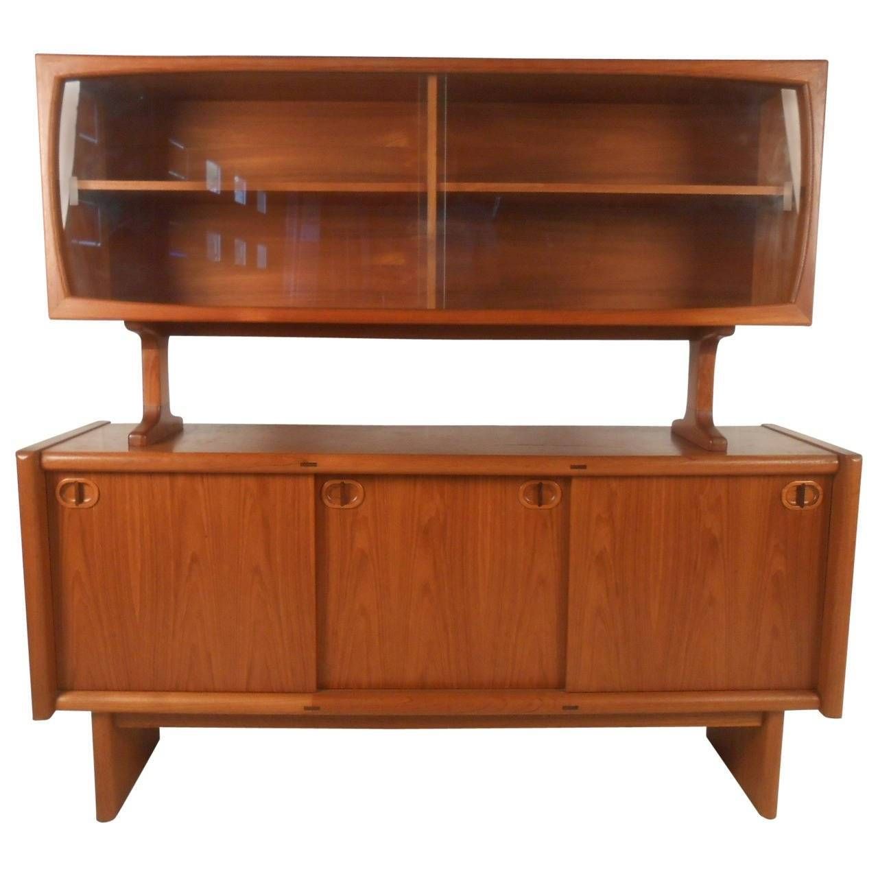 Midcentury Style Danish Teak Sideboard With Display Topper For Within Most Popular Teak Sideboards (Photo 11 of 15)