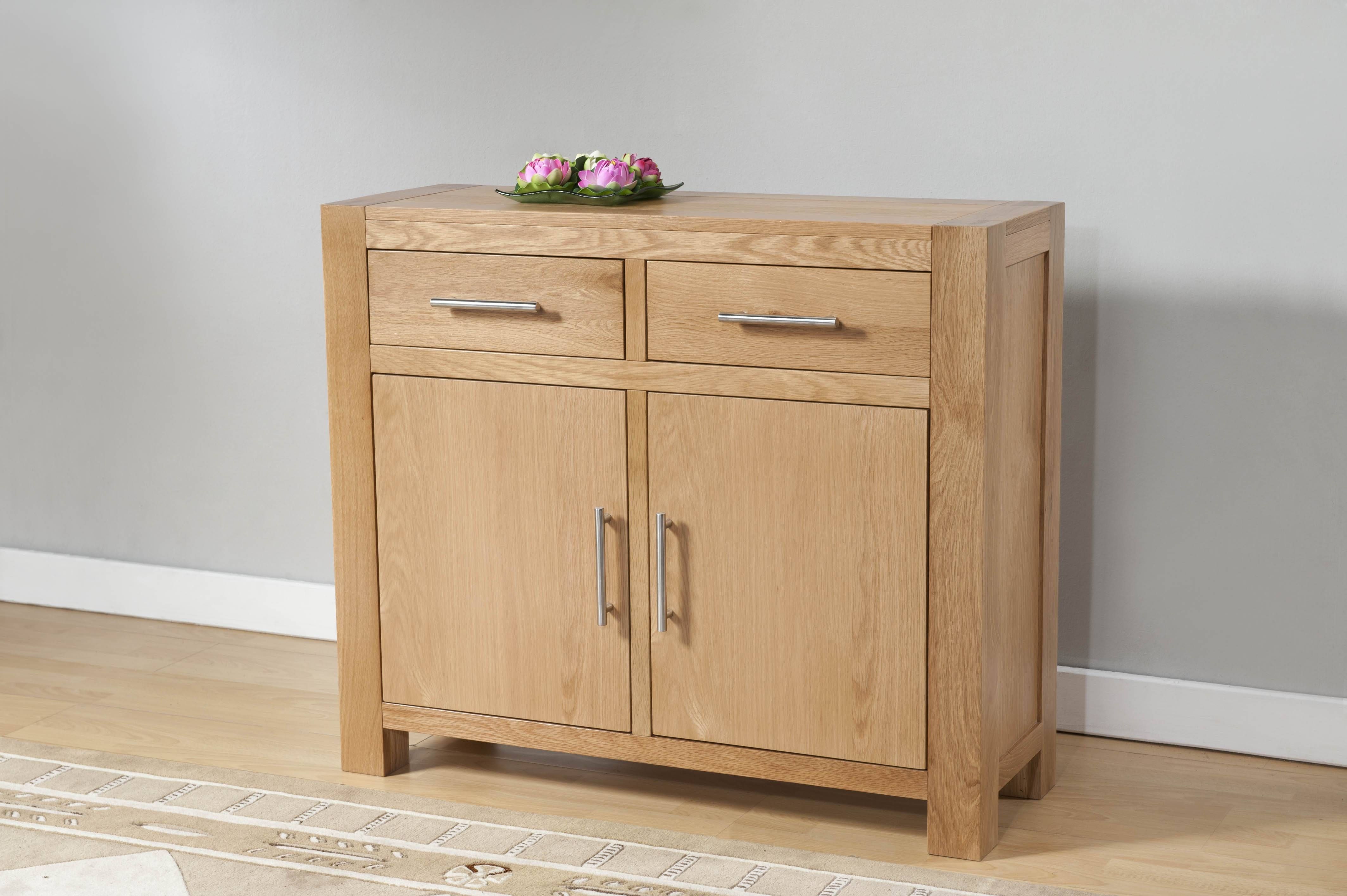 Milano Oak 2 Door 2 Drawer Small Sideboard | Oak Furniture Solutions With 2017 Chunky Oak Sideboards (Photo 13 of 15)