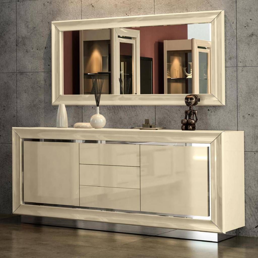 Minton Ivory High Gloss 2 Door Sideboard With 3 Drawers : F D Pertaining To 2018 Cream Gloss Sideboards (View 7 of 15)
