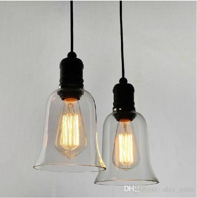 Modern Crystal Bell Glass Pendant Lights Industrial Style Pendant Pertaining To Recent Glass Pendant Lighting Fixtures (Photo 1 of 15)