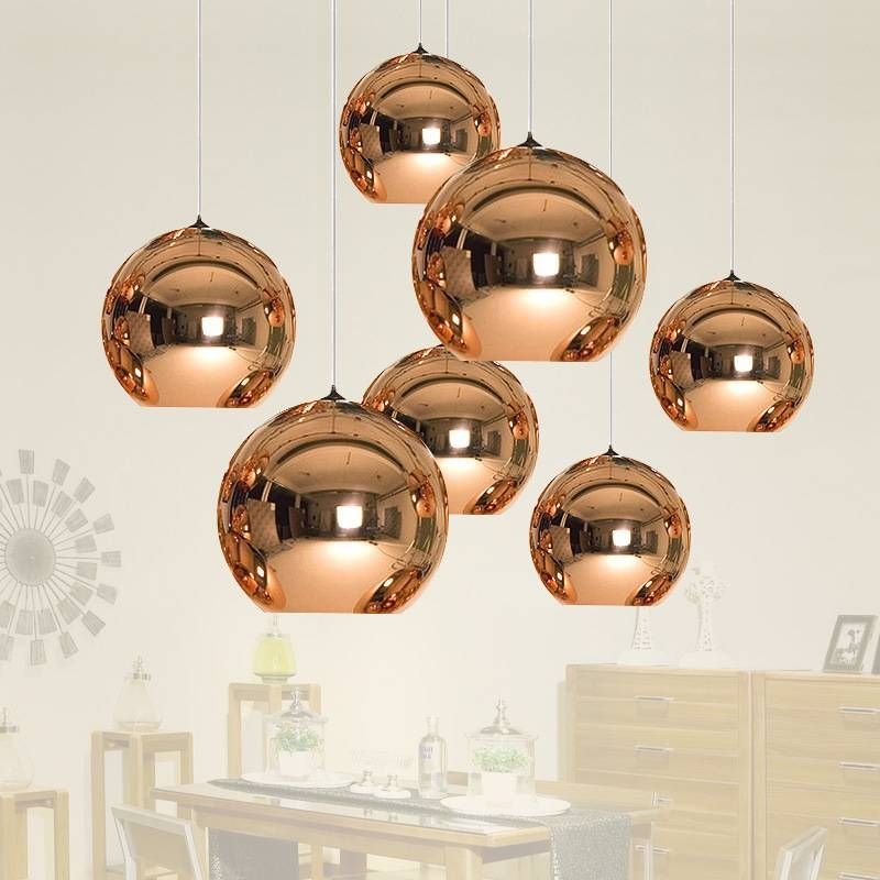 Modern Led Chrome Gold Copper Glass Globe Round Ball Pendant With Most Recent Gold Glass Pendant Lights (View 13 of 15)