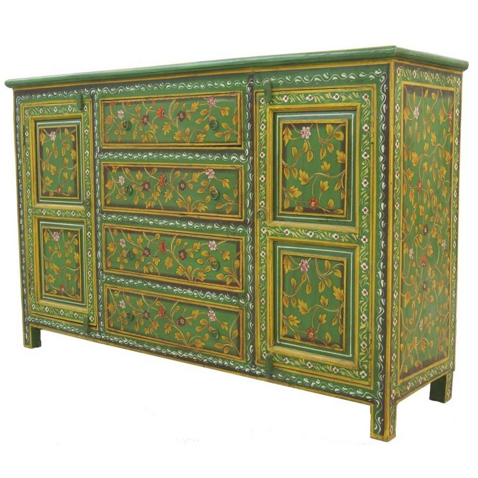 Painted Indian Sideboards For Sale | Iris Furnishing Ltd Regarding Best And Newest Green Sideboards (Photo 1 of 15)