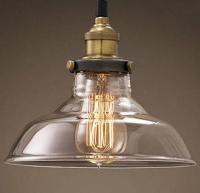 Rh Loft Pendant Lights Nordic American Glass Bowl Hanging Lamp With Regard To Most Popular Glass Pendant Lights With Edison Bulbs (Photo 3 of 15)
