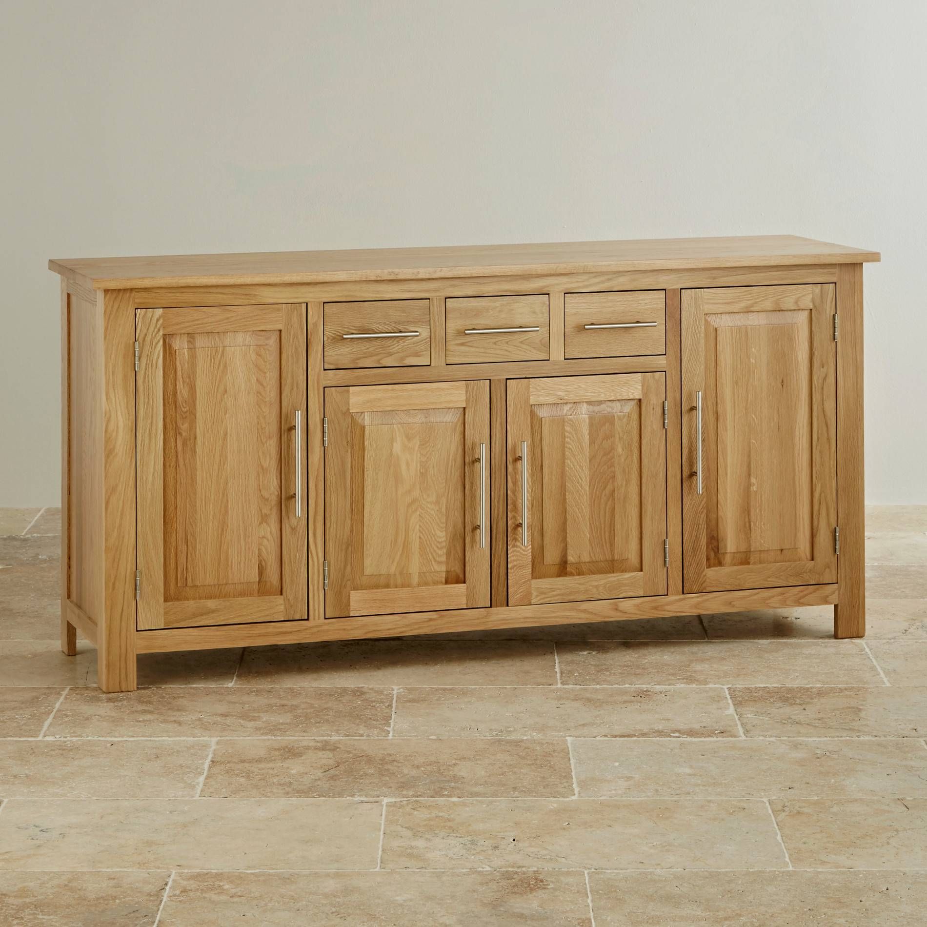 Rivermead Natural Solid Oak Large Sideboard | Oak Furniture Land Inside Best And Newest Solid Oak Sideboards (View 2 of 15)