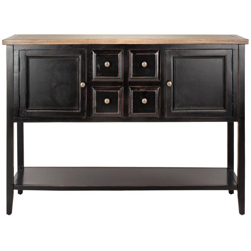 Safavieh Charlotte Black And Oak Buffet With Storage Amh6517d Regarding Latest Safavieh Sideboards (View 7 of 15)