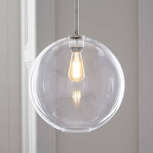 Sculptural Glass Globe Pendant – Large | West Elm In Current Clear Glass Globe Pendant Light Fixtures (Photo 6 of 15)