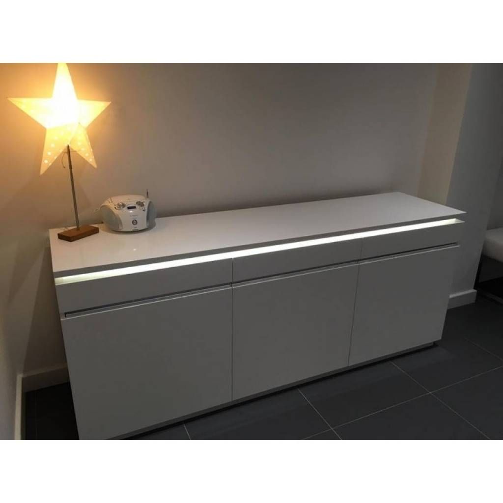 Sideboard Orde White High Gloss Sideboard With Lights Sideboards Pertaining To Best And Newest Sideboards With Lights (View 2 of 15)