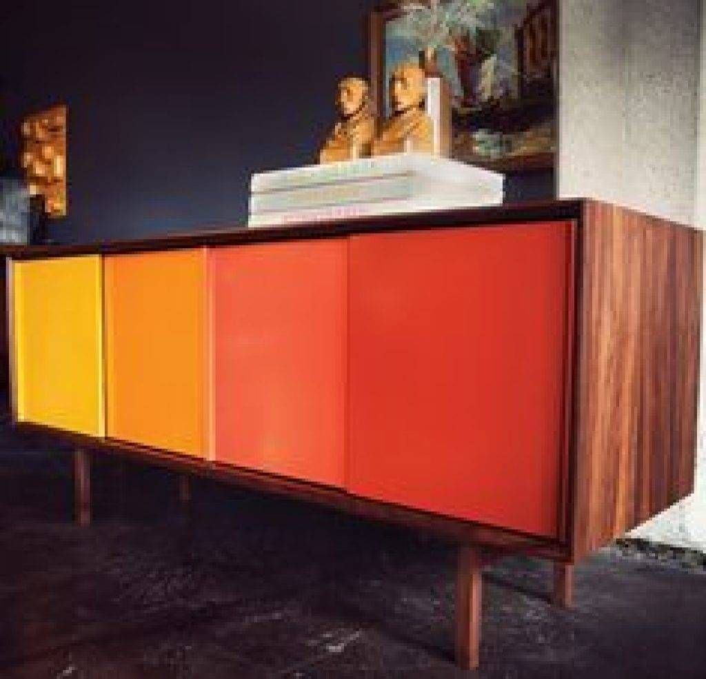 Sideboard Square Contemporary Sideboard With Sliding Doors Intended For Most Popular Colorful Sideboards (View 6 of 15)