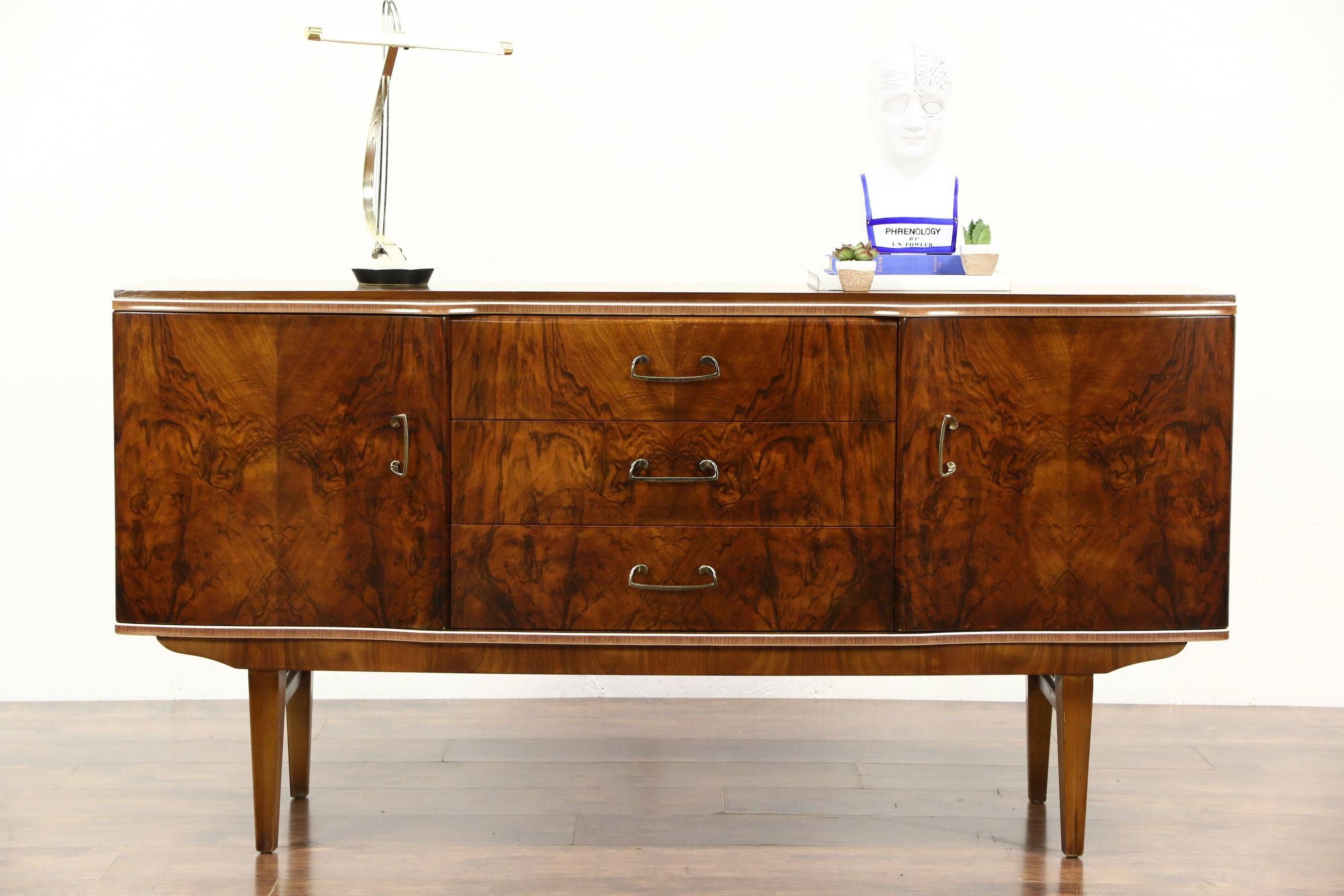 Sold – Art Deco 1940's Vintage Burl Sideboard, Server, Buffet Or Within Latest Sideboard Bar Cabinet (Photo 1 of 15)