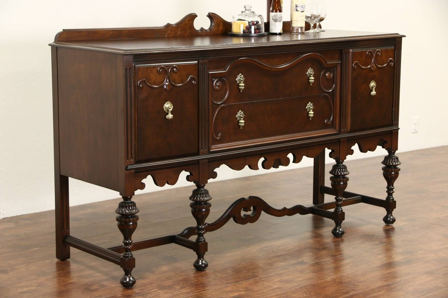 Sold – English Tudor 1920 Antique Walnut Sideboard Server Or Pertaining To 2017 Buffet Sideboard Servers (Photo 13 of 15)