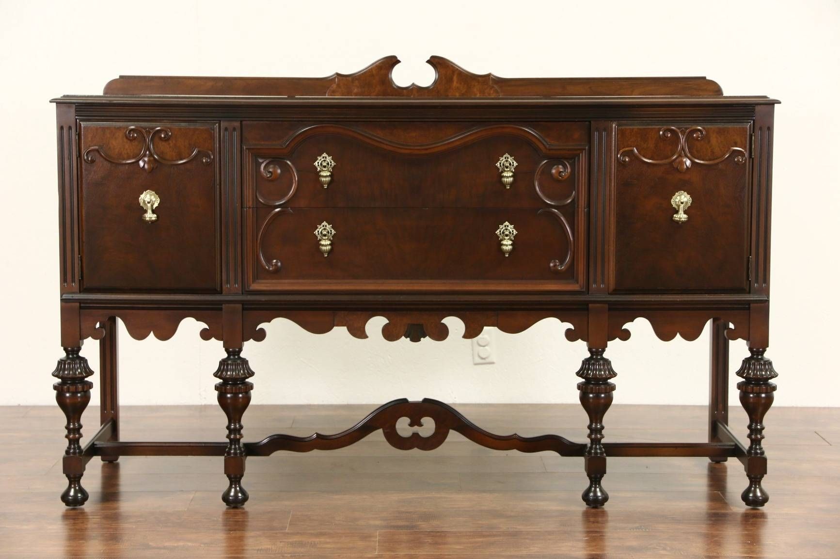 Sold – English Tudor 1920 Antique Walnut Sideboard Server Or Throughout Most Up To Date Antique Sideboard Buffets (Photo 7 of 15)