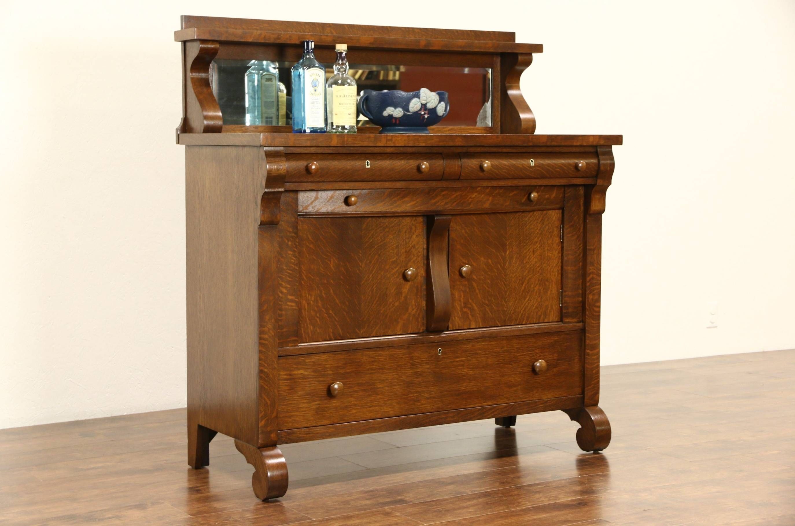 Sold – Oak 1900 Antique Empire Sideboard Or Buffet, Beveled Mirror Regarding Most Recently Released Antique Sideboards With Mirror (View 1 of 15)