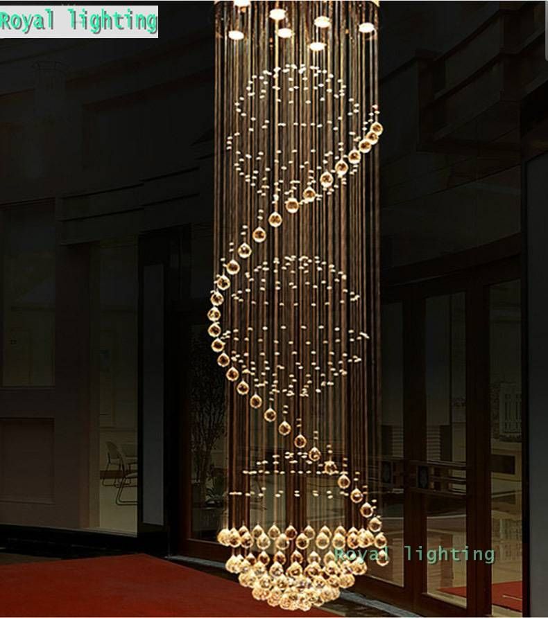 Stairway Crystal Led Chandelier Lamps Long Creative Europe Crystal Intended For Most Current Long Hanging Pendant Lights (Photo 5 of 15)