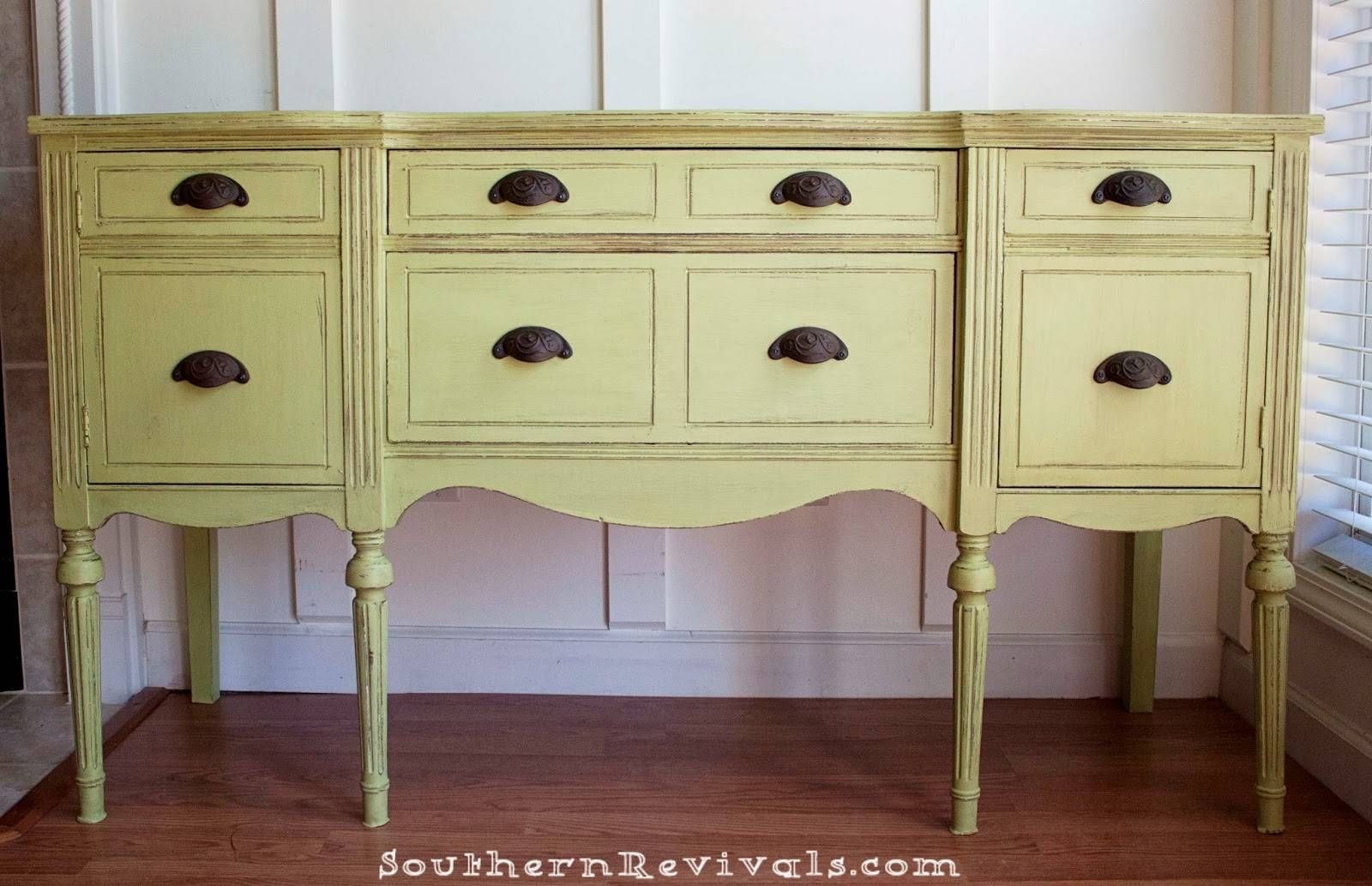 Updating A Vintage Sideboard Buffet With A Pop Of Color – Southern Throughout Current Vintage Sideboards And Buffets (Photo 6 of 15)