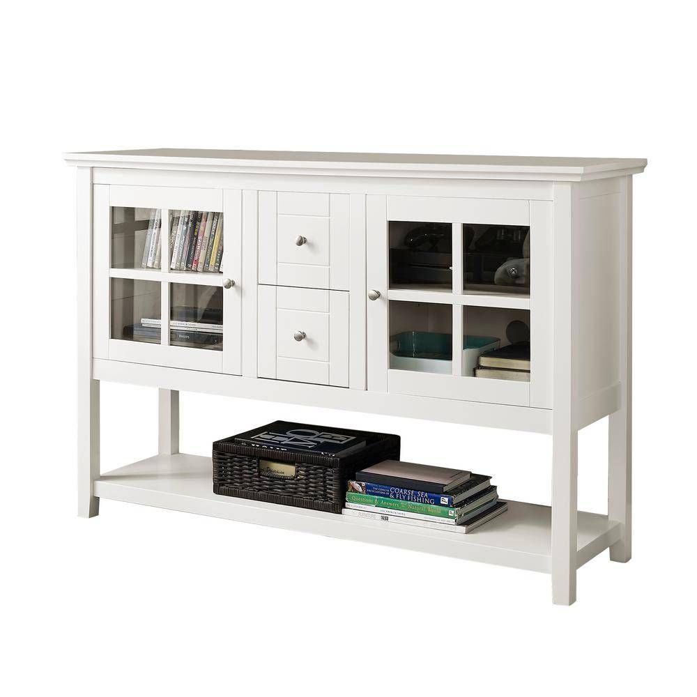 Walker Edison Furniture Company White Buffet With Storage Pertaining To Latest White Sideboard Tables (View 11 of 15)