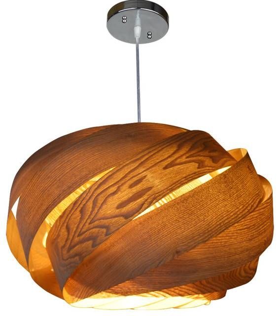 Wooden Ribbon Pendant Lamp – Contemporary – Pendant Lighting – Intended For Most Popular Wooden Pendant Lighting (View 2 of 15)