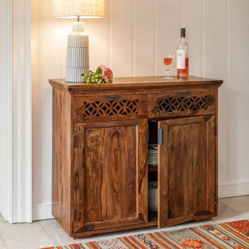 Wooden Sideboard Is Crafted In Solid Sheesham Wood (View 9 of 15)