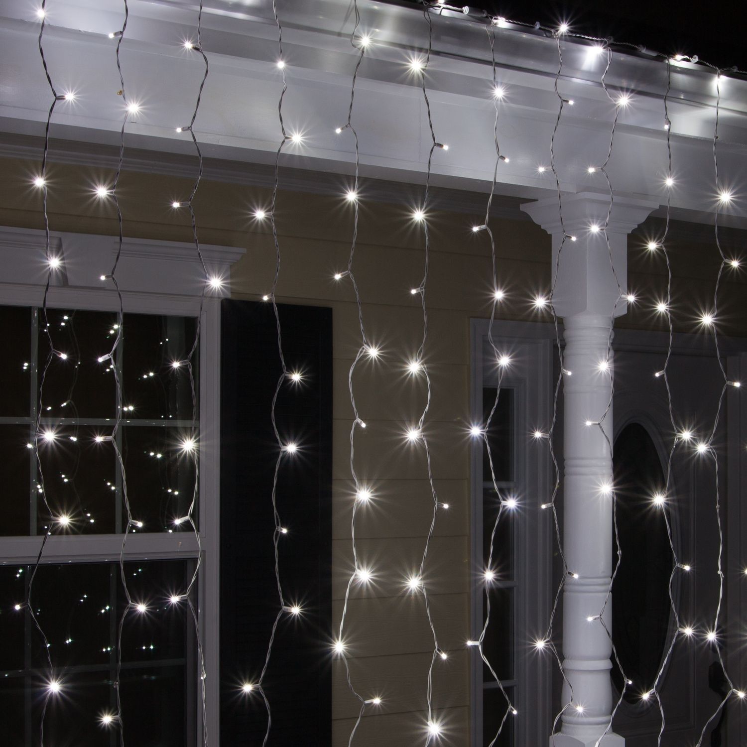 66" Drop Cool White Led Curtain Lights, 150 Lights | Icicle Lights Regarding Outdoor Hanging Xmas Lights (Photo 13 of 15)