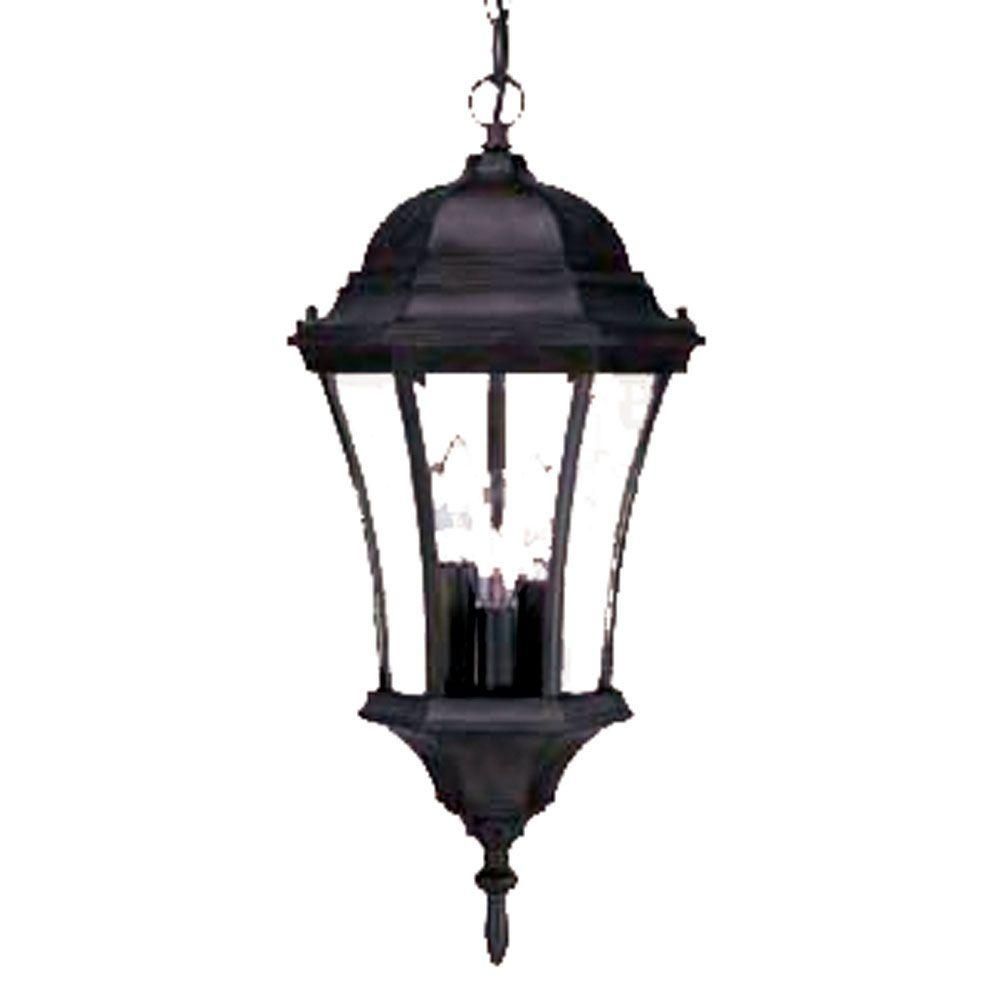 Acclaim Lighting Belmont Collection Hanging Outdoor 3 Light Black Pertaining To Hanging Outdoor Sensor Lights (View 2 of 15)