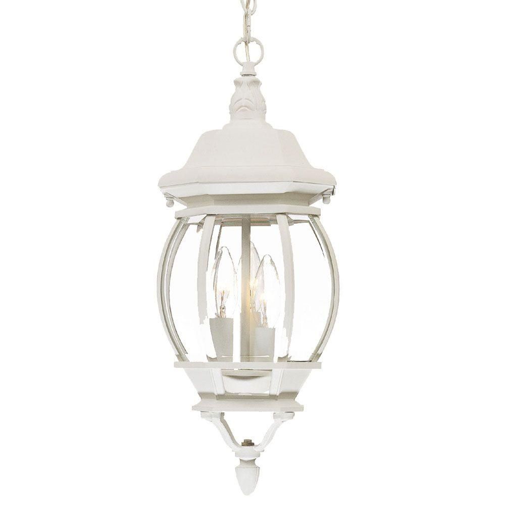 Acclaim Lighting Chateau Collection 3 Light Textured White Outdoor In White Outdoor Hanging Lights (Photo 2 of 15)