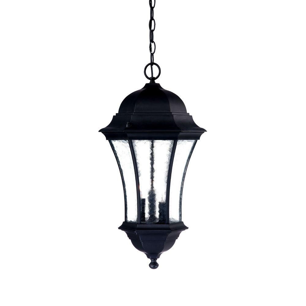 Acclaim Lighting Waverly Collection 3 Light Matte Black Outdoor Inside Large Outdoor Hanging Lights (Photo 11 of 15)
