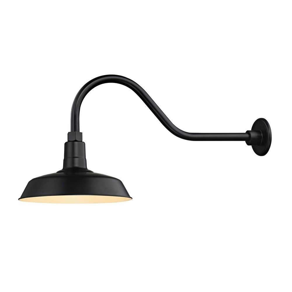 Barn Light Outdoor Wall Light Black With Gooseneck Arm 12" Shade In Barn Outdoor Wall Lighting (Photo 4 of 15)