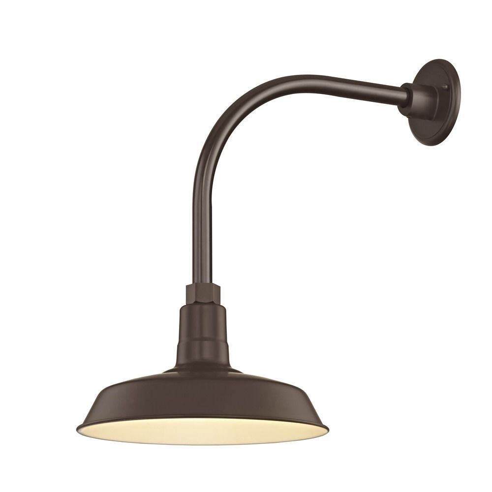 Barn Light Outdoor Wall Light Bronze With Gooseneck Arm 12" Shade Inside Outdoor Gooseneck Wall Lighting (Photo 11 of 15)