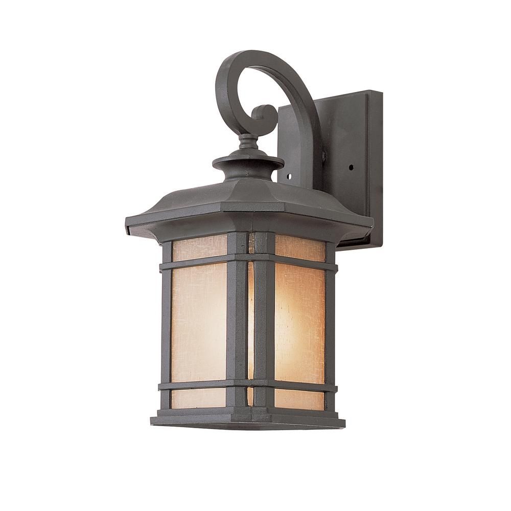 Bel Air Lighting 1 Light Black Outdoor Wall Lantern With Tea Stained With Regard To Stained Glass Outdoor Wall Lights (Photo 3 of 15)